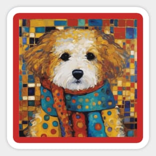 Gustav Klimt Style Dog with Colorful Scarf Sticker